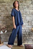Benji Linen Wave Y Tee Navy